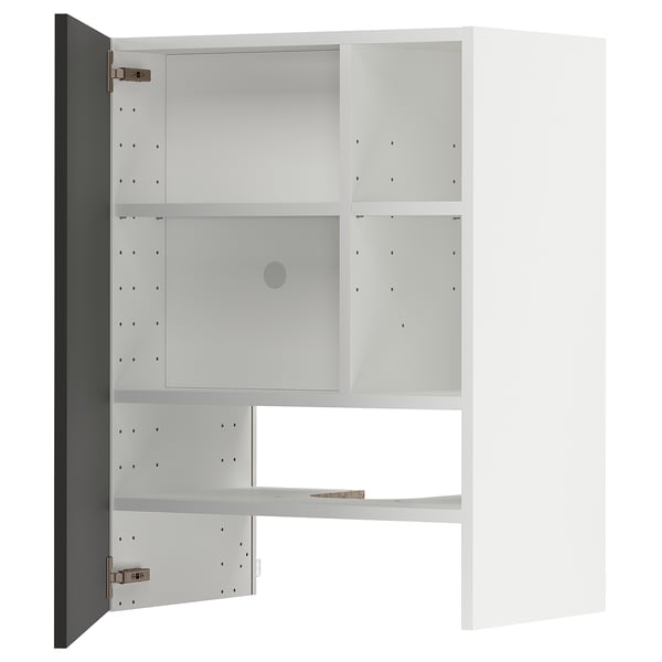 METOD Élt mur pr hotte av tabl/pte, blanc/Nickebo anthracite mat, 60x80 cm