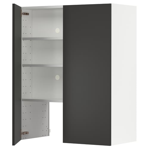 METOD Élt mur pr hotte av tabl/pte, blanc/Nickebo anthracite mat, 80x100 cm