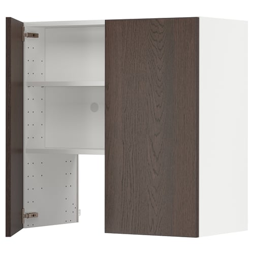 METOD Élt mur pr hotte av tabl/pte, blanc/Sinarp brun, 80x80 cm