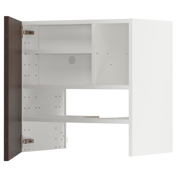 METOD Élt mur pr hotte av tabl/pte, blanc/Sinarp brun, 60x60 cm