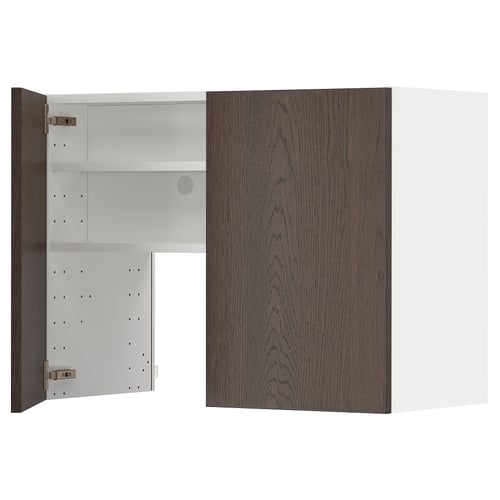 METOD Élt mur pr hotte av tabl/pte, blanc/Sinarp brun, 80x60 cm