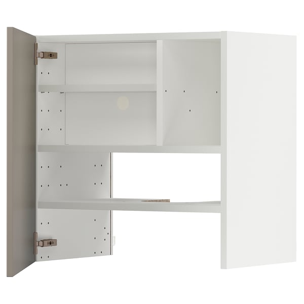 METOD Élt mur pr hotte av tabl/pte, blanc/Stensund beige, 60x60 cm