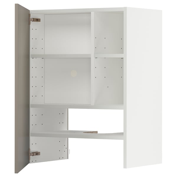 METOD Élt mur pr hotte av tabl/pte, blanc/Stensund beige, 60x80 cm
