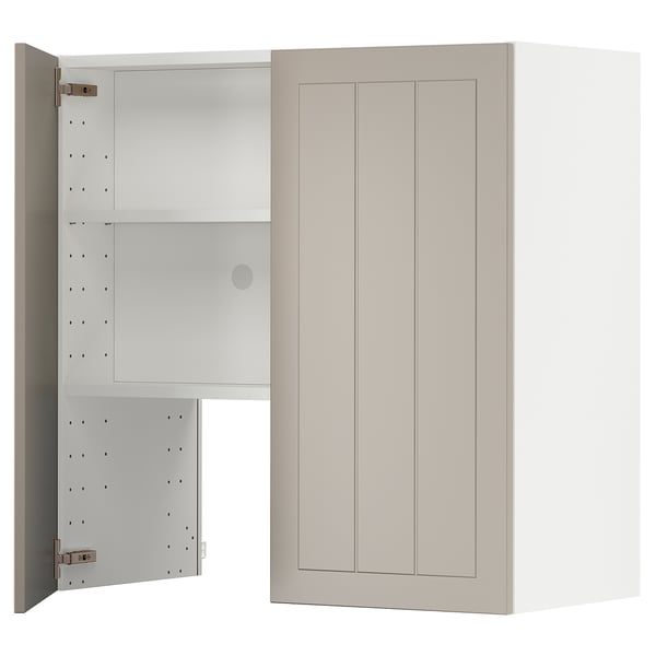 METOD Élt mur pr hotte av tabl/pte, blanc/Stensund beige, 80x80 cm