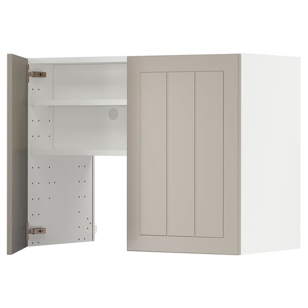 METOD Élt mur pr hotte av tabl/pte, blanc/Stensund beige, 80x60 cm