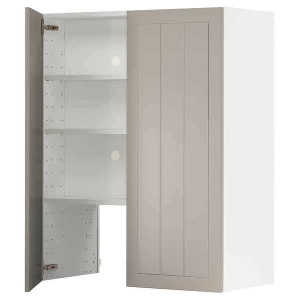 METOD Élt mur pr hotte av tabl/pte, blanc/Stensund beige, 80x100 cm