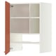 METOD Élt mur pr hotte av tabl/pte, blanc/Terrsjö motif ondulé rouge-brun, 60x80 cm