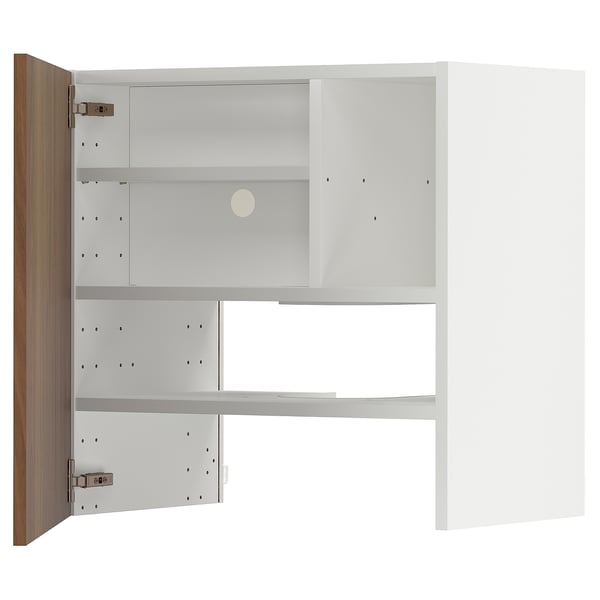 METOD Élt mur pr hotte av tabl/pte, blanc/Tistorp effet noyer foncé, 60x60 cm
