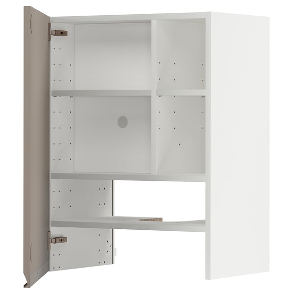 METOD Élt mur pr hotte av tabl/pte, blanc/Upplöv beige foncé mat, 60x80 cm