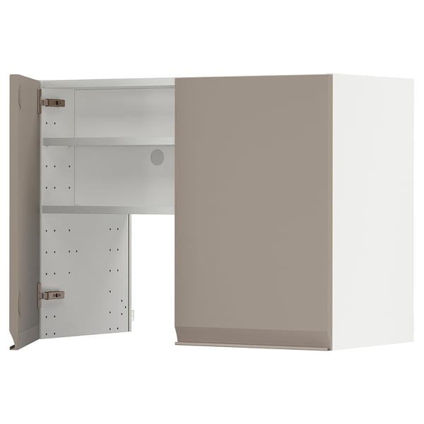 METOD Élt mur pr hotte av tabl/pte, blanc/Upplöv beige foncé mat, 80x60 cm
