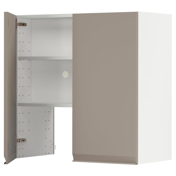 METOD Élt mur pr hotte av tabl/pte, blanc/Upplöv beige foncé mat, 80x80 cm