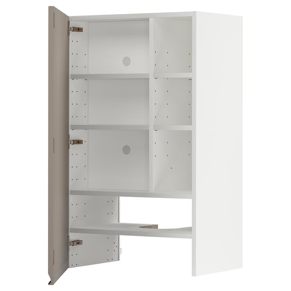 METOD Élt mur pr hotte av tabl/pte, blanc/Upplöv beige foncé mat, 60x100 cm