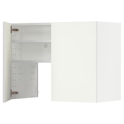 METOD Élt mur pr hotte av tabl/pte, blanc/Vallstena blanc, 80x60 cm