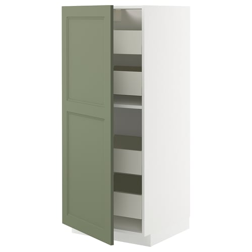 METOD / MAXIMERA Élément armoire avec tiroirs, blanc/Axstad gris vert, 60x60x140 cm