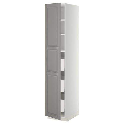 METOD / MAXIMERA Élément armoire avec tiroirs, blanc/Bodbyn gris, 40x60x200 cm