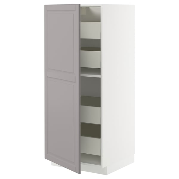 METOD / MAXIMERA Élément armoire avec tiroirs, blanc/Bodbyn gris, 60x60x140 cm