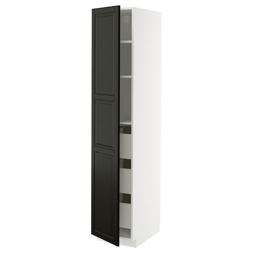 METOD / MAXIMERA Élément armoire avec tiroirs, blanc/Bodbyn noir, 40x60x200 cm