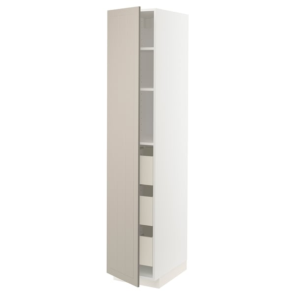 METOD / MAXIMERA Élément armoire avec tiroirs, blanc/Stensund beige, 40x60x200 cm