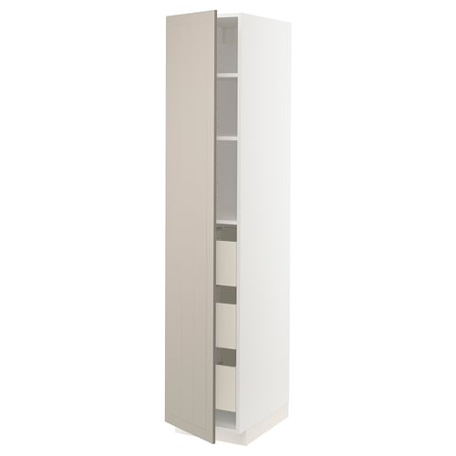 METOD / MAXIMERA Élément armoire avec tiroirs, blanc/Stensund beige, 40x60x200 cm