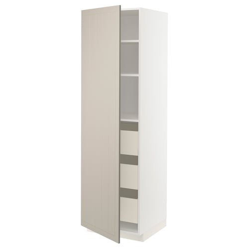 METOD / MAXIMERA Élément armoire avec tiroirs, blanc/Stensund beige, 60x60x200 cm