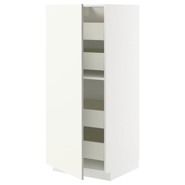 METOD / MAXIMERA Élément armoire avec tiroirs, blanc/Vallstena blanc, 60x60x140 cm