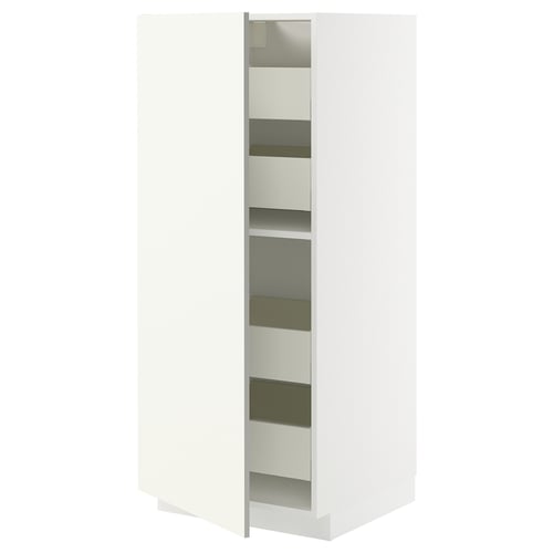 METOD / MAXIMERA Élément armoire avec tiroirs, blanc/Vallstena blanc, 60x60x140 cm