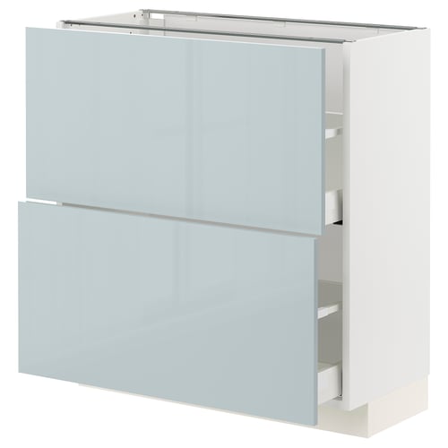 METOD / MAXIMERA Élément bas 2 tiroirs, blanc/Kallarp bleu gris clair, 80x37 cm