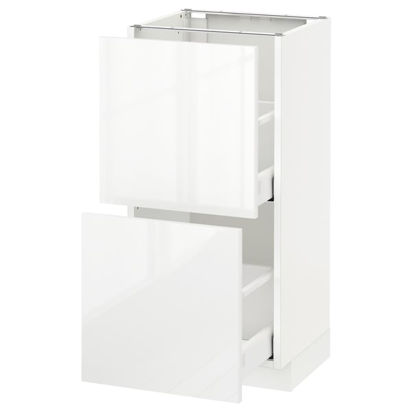 METOD / MAXIMERA Élément bas 2 tiroirs, blanc/Ringhult blanc, 40x37 cm