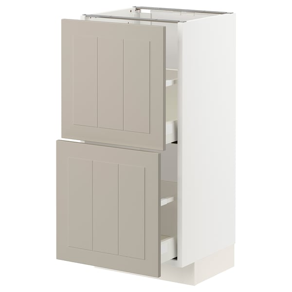 METOD / MAXIMERA Élément bas 2 tiroirs, blanc/Stensund beige, 40x37 cm