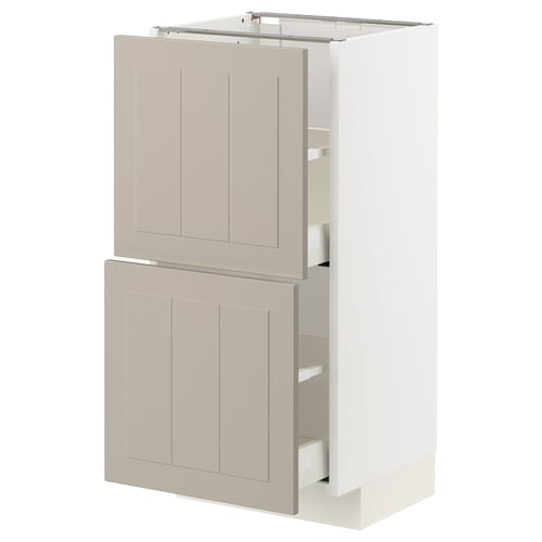 METOD / MAXIMERA Élément bas 2 tiroirs, blanc/Stensund beige, 40x37 cm