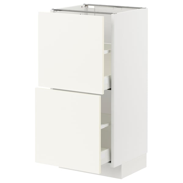 METOD / MAXIMERA Élément bas 2 tiroirs, blanc/Vallstena blanc, 40x37 cm