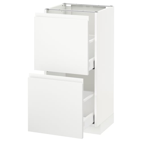 METOD / MAXIMERA Élément bas 2 tiroirs, blanc/Voxtorp blanc mat, 40x37 cm
