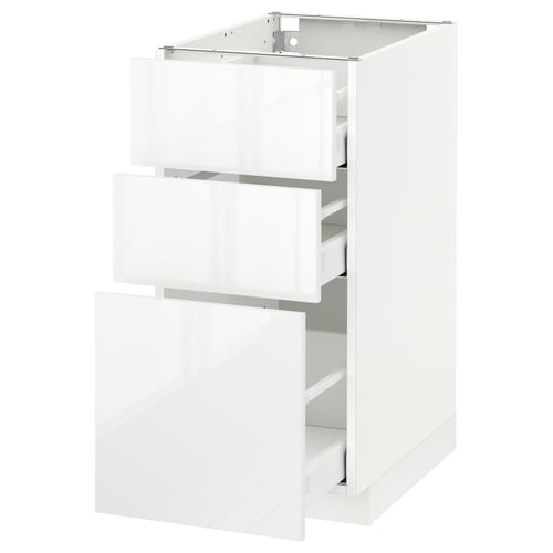 METOD / MAXIMERA Élément bas 3 tiroirs, blanc/Ringhult blanc, 40x60 cm
