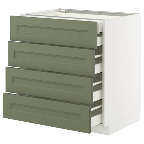METOD / MAXIMERA Élément bas 4faces/2tir bas+3moy, blanc/Axstad gris vert, 80x60 cm
