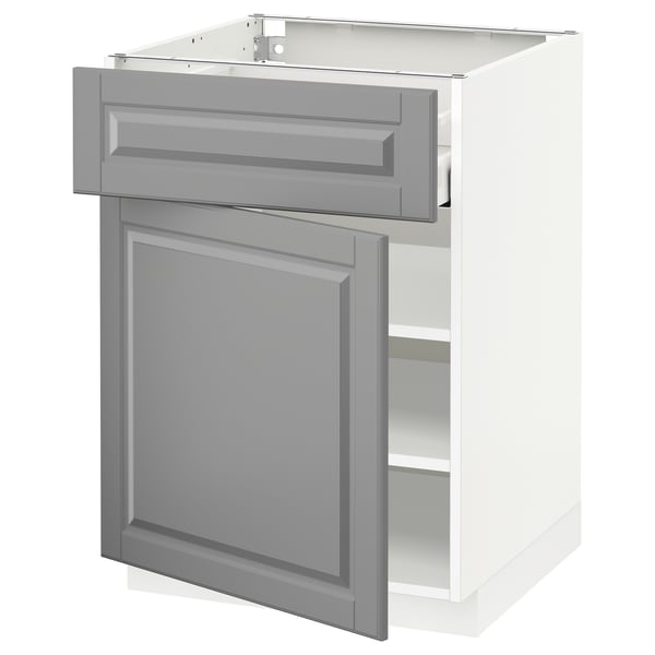 METOD / MAXIMERA Élément bas avec tiroir/porte, blanc/Bodbyn gris, 60x60 cm