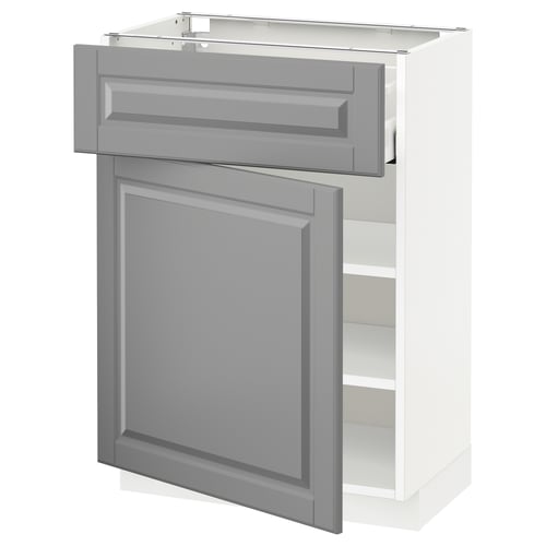 METOD / MAXIMERA Élément bas avec tiroir/porte, blanc/Bodbyn gris, 60x37 cm