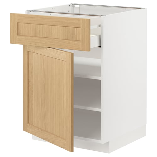 METOD / MAXIMERA Élément bas avec tiroir/porte, blanc/Forsbacka chêne, 60x60 cm