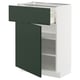 METOD / MAXIMERA Élément bas avec tiroir/porte, blanc/Havstorp vert profond, 60x37 cm