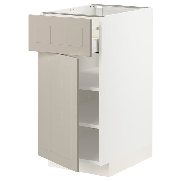 METOD / MAXIMERA Élément bas avec tiroir/porte, blanc/Stensund beige, 40x60 cm