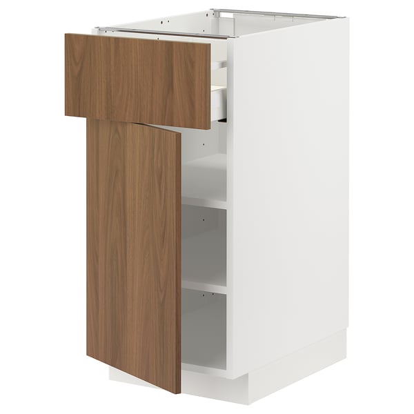 METOD / MAXIMERA Élément bas avec tiroir/porte, blanc/Tistorp effet noyer foncé, 40x60 cm