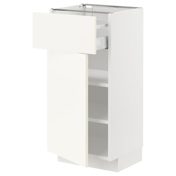 METOD / MAXIMERA Élément bas avec tiroir/porte, blanc/Vallstena blanc, 40x37 cm