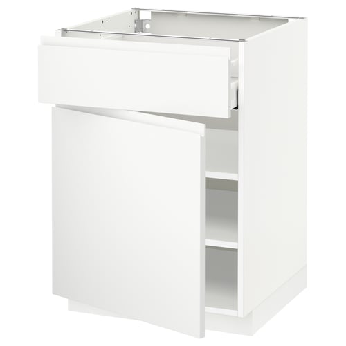 METOD / MAXIMERA Élément bas avec tiroir/porte, blanc/Voxtorp blanc mat, 60x60 cm