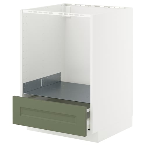 METOD / MAXIMERA Élément bas pour four avec tiroir, blanc/Axstad gris vert, 60x60 cm