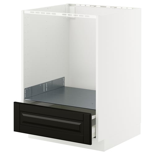 METOD / MAXIMERA Élément bas pour four avec tiroir, blanc/Bodbyn noir, 60x60 cm