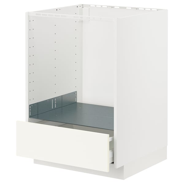 METOD / MAXIMERA Élément bas pour four avec tiroir, blanc/Vallstena blanc, 60x60 cm