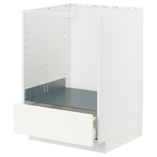 METOD / MAXIMERA Élément bas pour four avec tiroir, blanc/Vallstena blanc, 60x60 cm