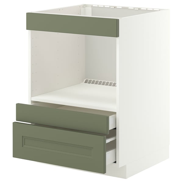 METOD / MAXIMERA Élément bas pr électroménager intég, blanc/Axstad gris vert, 60x60 cm