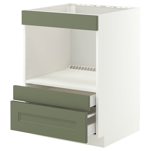 METOD / MAXIMERA Élément bas pr électroménager intég, blanc/Axstad gris vert, 60x60 cm