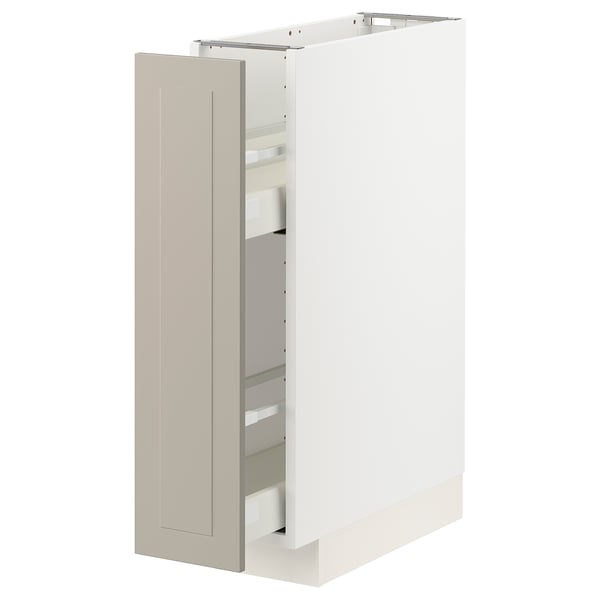 METOD / MAXIMERA Élément bas+rgts coulissants, blanc/Stensund beige, 20x60 cm