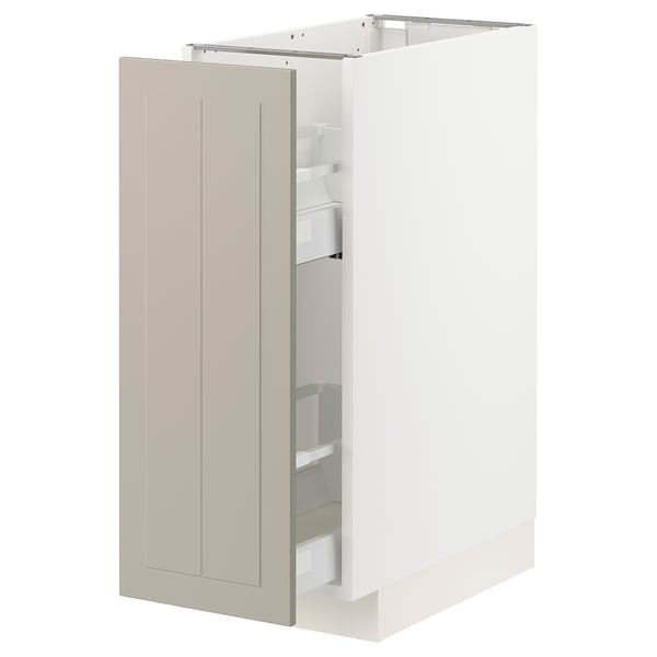 METOD / MAXIMERA Élément bas+rgts coulissants, blanc/Stensund beige, 30x60 cm